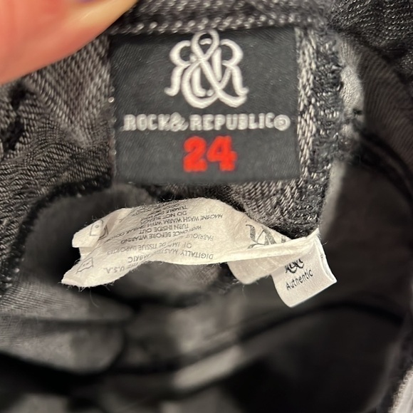 Rock & REPUBLIC Vintage SKINNY LEGGING JEANS grey black distressed wash size 24 - Picture 4 of 10